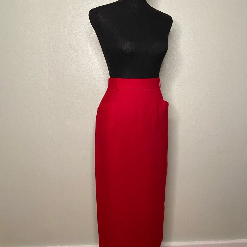 Vintage Skirt Red Wool size 6 Evan Picone w/ pockets